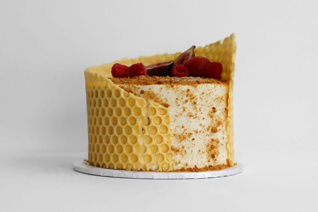 honey cake with passionfruit