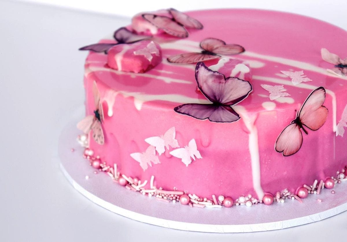 pink butterfly cake 2